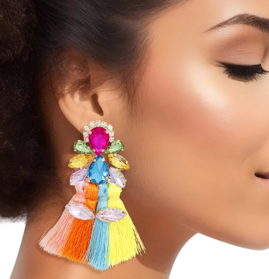Ms. Fancy multi color rhinestone earrings