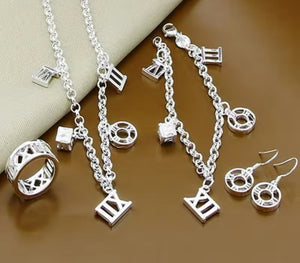 Ms. Sterling Silver Roman Numerals 4 piece set