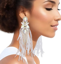 Load image into Gallery viewer, Ms. Feather White Rhinestone earrings
