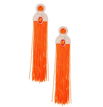 Load image into Gallery viewer, Ms. Orange Fringe Rhinestone Earrings
