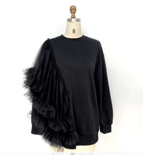 Load image into Gallery viewer, Ms. Black on Black Tulle Sweatshirt
