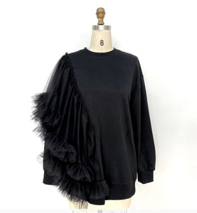 Ms. Black on Black Tulle Sweatshirt