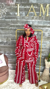 Ms. Imani Red and White 3 piece Pants Set