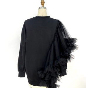 Ms. Black on Black Tulle Sweatshirt