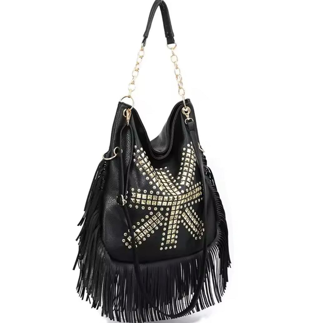 Ms. Studded fringe purse