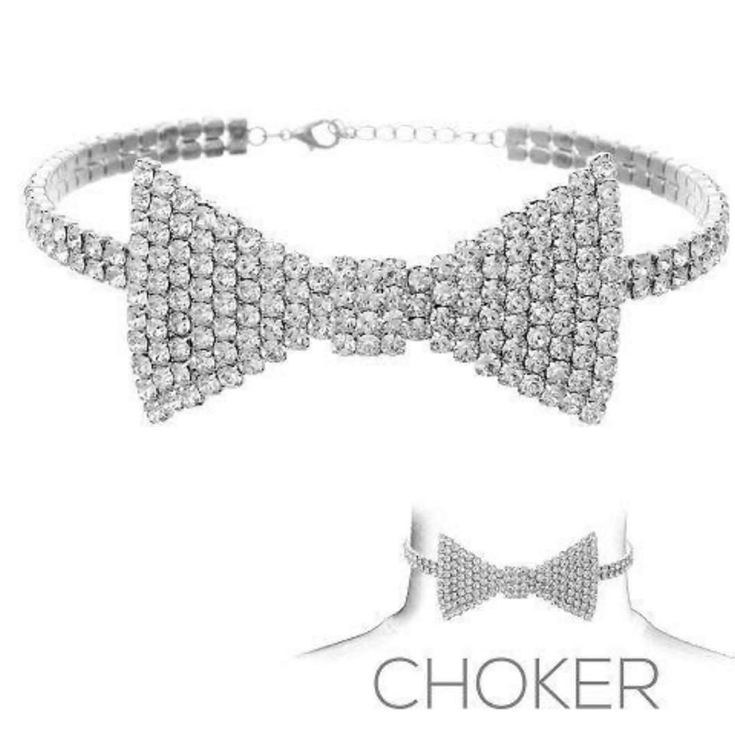 Ms. Bow Tie Rhinestone Choker